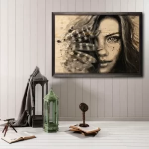 Image of Ind?an Woman Multicolor Decorative Framed Wooden Painting
