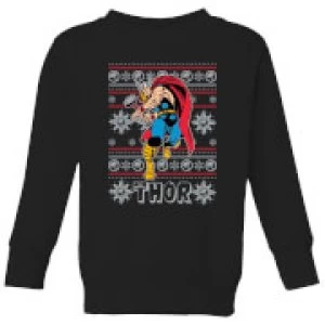 Image of Marvel Thor Kids Christmas Sweatshirt - Black - 3-4 Years