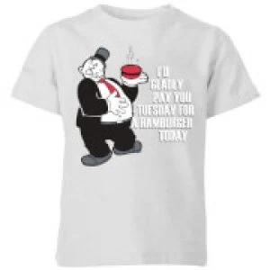 Image of Popeye Hamburger Kids T-Shirt - Grey - 5-6 Years