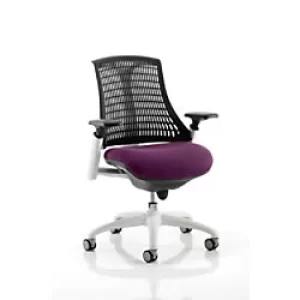 Image of Dynamic Synchro Tilt Task Operator Chair Height Adjustable Arms Flex Black Back, Tansy Purple Seat, White Frame Without Headrest Medium Back