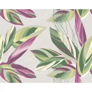 Image of Botanical Calathea Leaves Grey Wall Mural - 3m x 2.4m