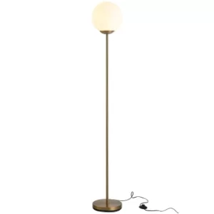 Image of HOMCOM 171cm Glass Globe Floor Lamp Metal Frame Sphere Light Pedal Switch Unique Gold