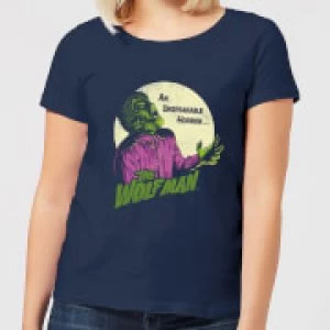 Image of Universal Monsters The Wolfman Retro Womens T-Shirt - Navy - M