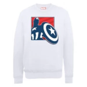 Image of Marvel Avengers Assemble Captain America Badge Outline Sweatshirt - White - M