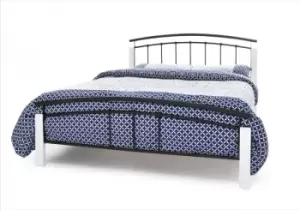 Image of Serene Tetras 4ft Small Double White And Black Metal Bed Frame