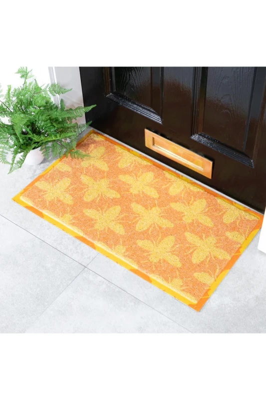 Image of Native Natural Bee Pattern Doormat (70 X 40Cm)