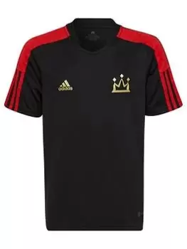 Image of Boys, adidas Salah Junior Jersey Top - Black/Red, Size 11-12 Years