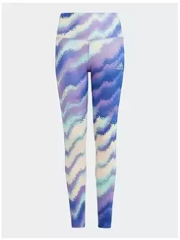 Image of adidas Dance Aeroready High-waisted Printed Training Leggings, Grey, Size 13-14 Years