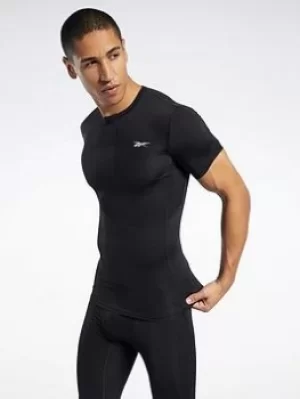 Image of Reebok Workout Ready Compression Tee, Black, Size S, Women