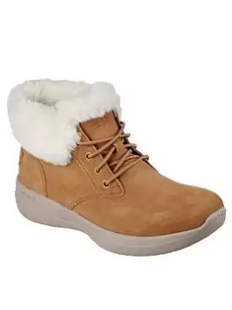 Image of Skechers Go Walk Stability Lace Up Chugga Ankle Boots, Chestnut, Size 8, Women