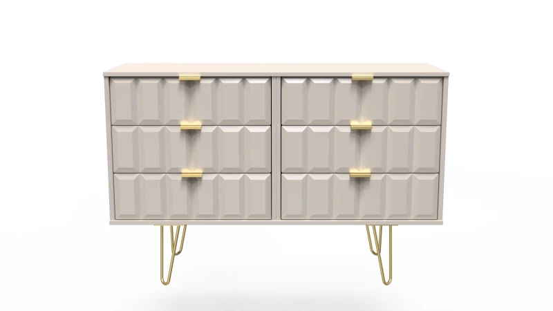 Image of Welcome Furniture Ready Assembled Cube 6 Drawer Chest In Kashmir Matt, Cream CUF015KMK