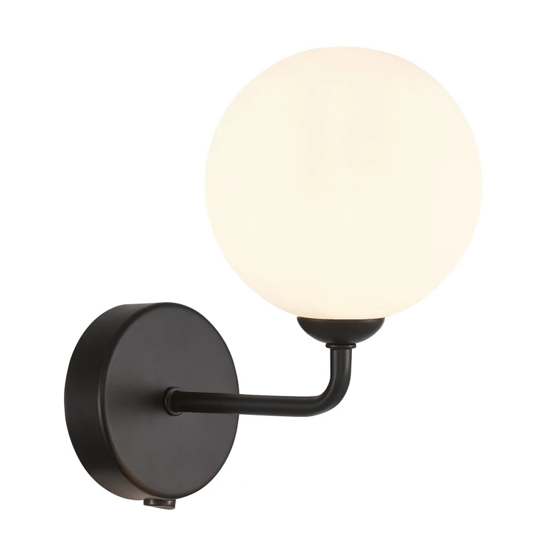 Image of Happy Homewares Contemporary Chic Light Fitting with Opal White Globe Glass Shade in Black Unisex