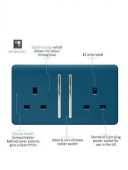 Image of Trendiswitch 2G 13A Switched Socket Midnight Blue