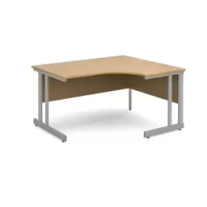 Image of Office Desk Right Hand Corner Desk 1400mm Oak Top With Silver Frame 1200mm Depth Momento
