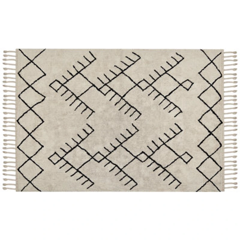 Image of Beliani Rug Erler Light Beige 160 X 230 Cm Cotton