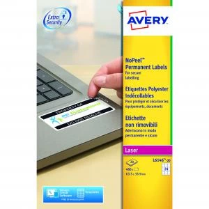 Image of Avery L6146-20 NoPeel Labels 20 sheets - 24 Labels per Sheet 32730J
