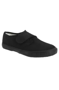 Image of Touch Fastening Black Canvas Plimsolls