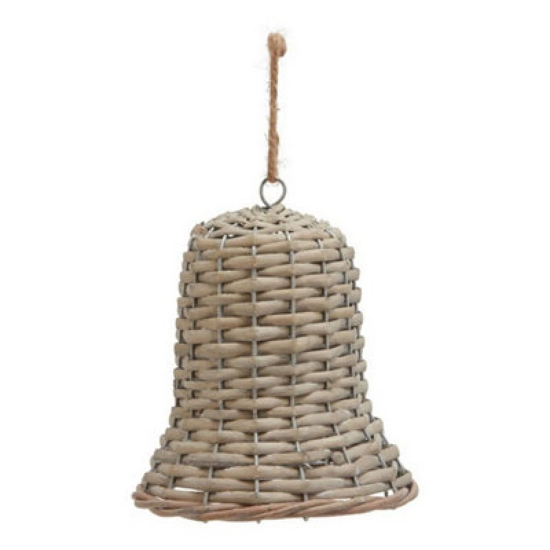 Image of Hill Interiors The Noel Collection Large Bell Decoration - Wicker - L8 X W8 X H15cm - Brown