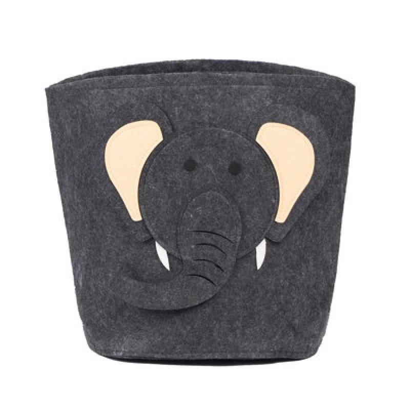 Image of OHS OHS Kids Elephant Felt Basket Toy Storage Organiser Collapsible Baby Hamper Decorative in Grey Grey One Size Unisex 5027434183968