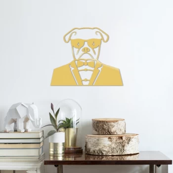 Image of Bulldog Metal Decor - Gold Gold Decorative Metal Wall Accessory