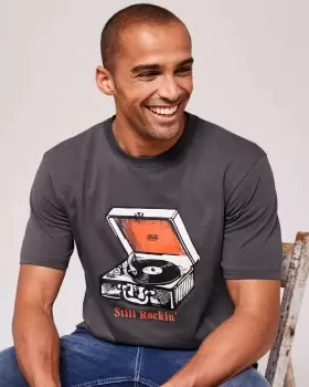 Image of Cotton Traders Mens The Wanderer Printed T-Shirt in Grey