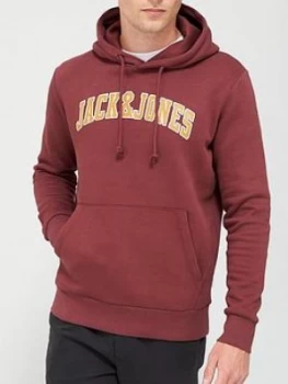 Image of Jack & Jones Large Logo Hoodie - Burgundy, Size XL, Men