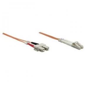 Image of Intellinet Fibre Optic Patch Cable Duplex Multimode LC/SC 50/125 m OM2 1m LSZH Orange Fiber Lifetime Warranty