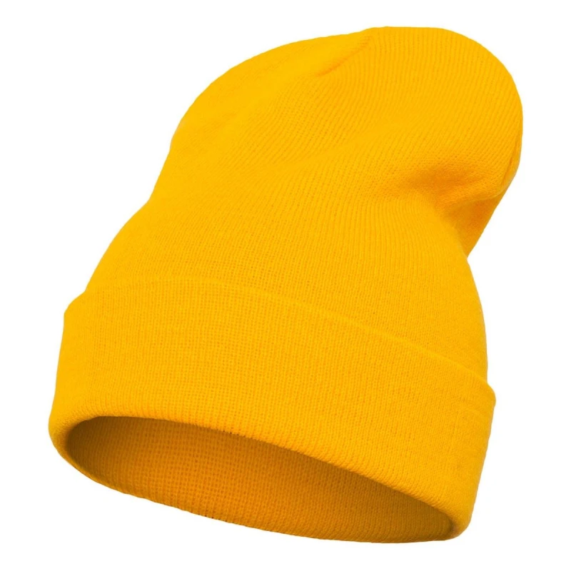 Image of Yupoong Flexfit Heavyweight Long Beanie Winter Hat in Gold Gold Unisex One Size