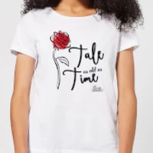 Image of Disney Beauty And The Beast Tale As Old As Time Rose Womens T-Shirt - White - 4XL