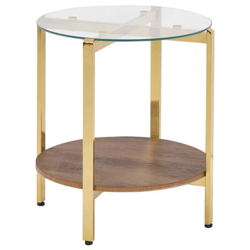Image of Beliani Side Table Lovell Tempered Glass Gold
