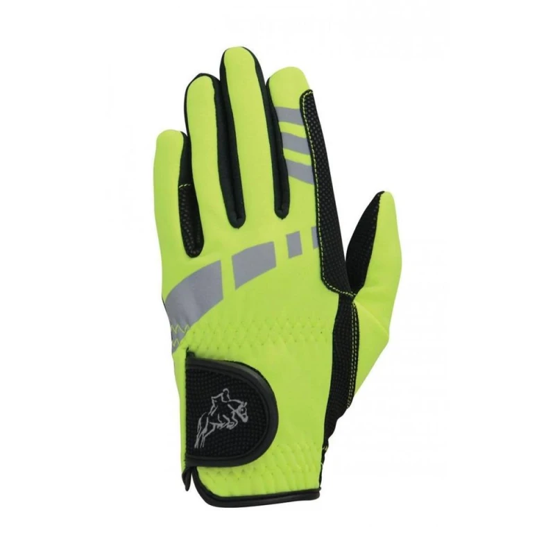 Image of Hy5 Extreme Reflective Softshell Riding Gloves in Bright Yellow Size: Small Bright Yellow Unisex S