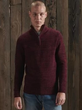 Image of Superdry Keystone Henley Knit, Mulberry Size M Men