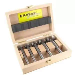 Image of Famag - 5PCS Classic Forstner Bit, Set 15, 20, 25, 30, 35mm, in Wooden Case, 16305