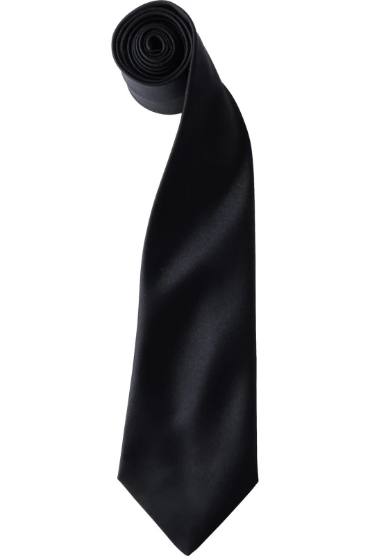 Image of Premier Premier Men Plain Satin Tie (Narrow Blade) in Black One Size Male 5055805452108
