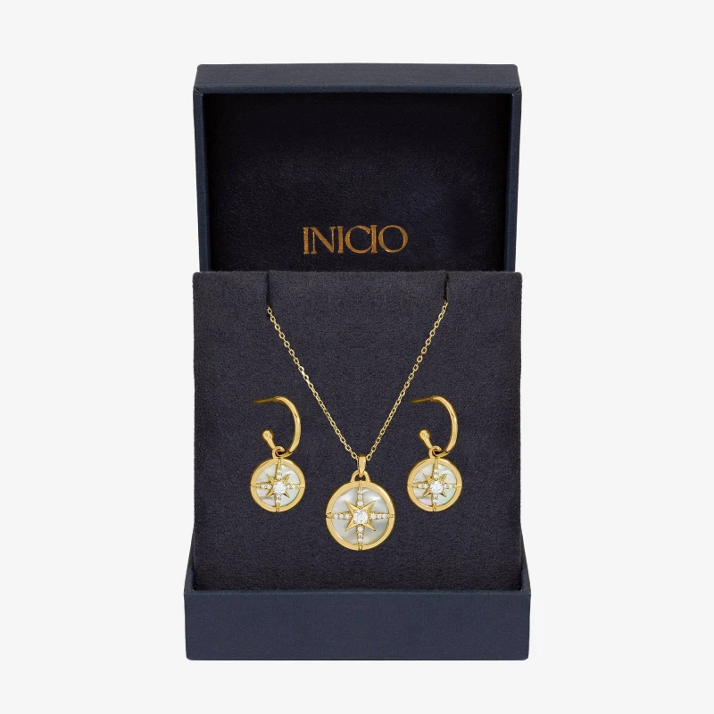 Image of Inicio Mother of Pearl Celestial Starburst Set - Gift Box Jewellery Sets One Size Gold 41569610000