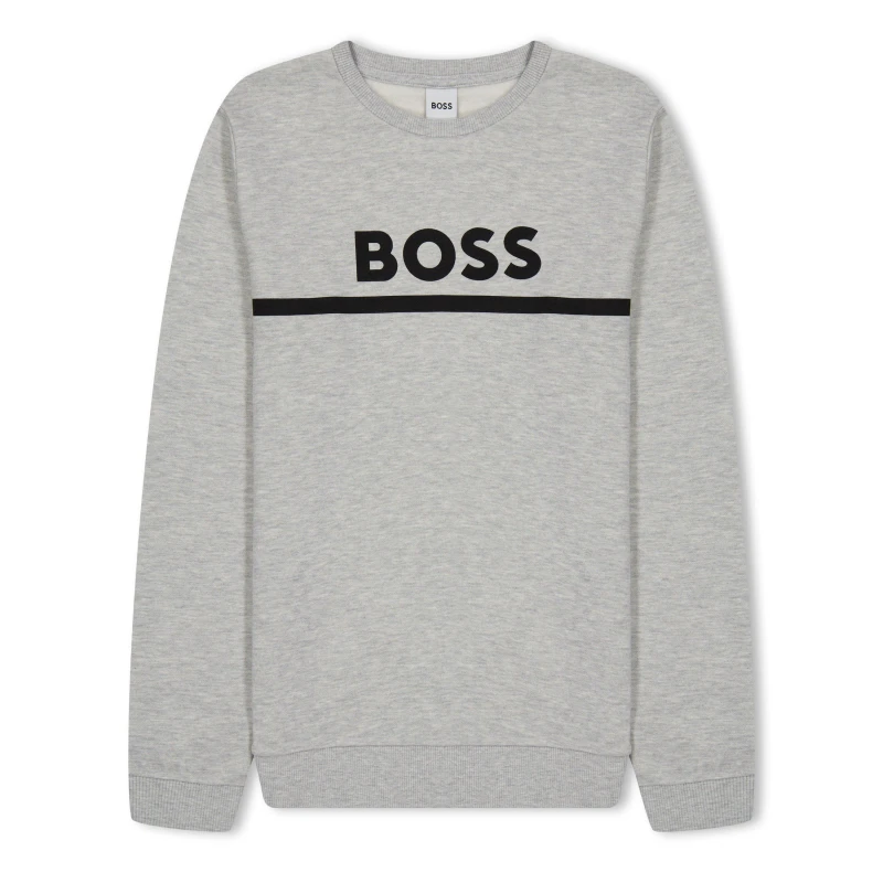 Image of Boss Kids Large Logo Sweatshirt, Logo Design Grey A32 male 10 Yrs