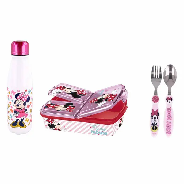 Image of STOR Minnie 3 Piece Lunch Box, Bottle And Cutlery Set RD005