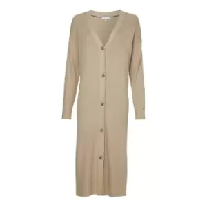 Image of Tommy Hilfiger Soft Rib Midi V-Nk Cardigan - Beige