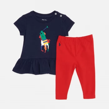 Image of Polo Ralph Lauren Babys' Leggings And Top Set - Newport Navy - 9 Months