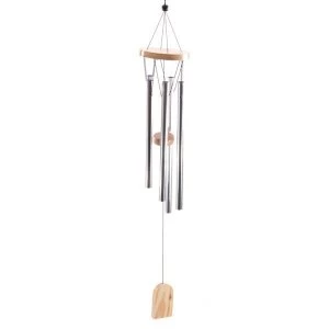 Image of Wooden Wind Chime with Metal Tubes 58cm