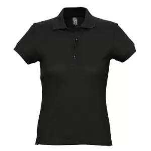 Image of SOLS Womens/Ladies Passion Pique Short Sleeve Polo Shirt (S) (Black)