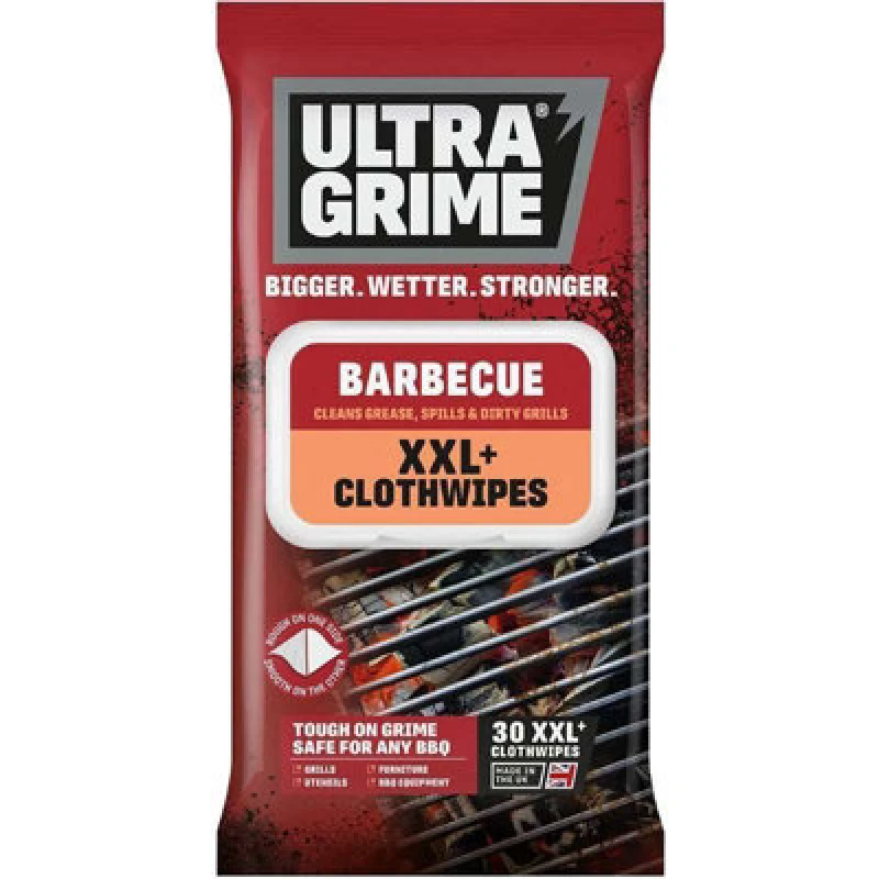 Image of UltraGrime BBQ XXL+ Clothwipes - Pack of 30 Red