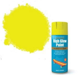 Image of Rust-Oleum High glow Yellow Matt Fluorescent effect Multi-surface Spray Paint 400ml