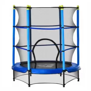 Image of HOMCOM 5'2 Kids Trampoline with Safety Enclosure, Indoor Outdoor - Blue - Blue