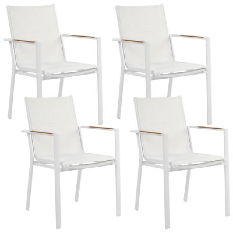 Image of Beliani Set Of 4 Garden Chairs Busseto Metal White
