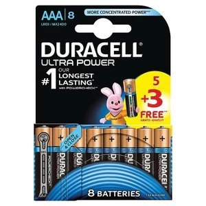 Image of Duracell Ultra Power Alkaline 5+3 AAA Batteries - Pack of 8