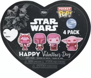 Image of Star Wars The Mandalorian Valentine's Day set of four - Pocket Pop! Funko Pocket Pop! multicolour