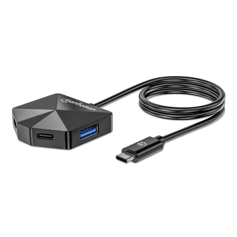 Image of Manhattan Manhattan USB-C & USB-A Combo Dock/Hub, Ports (4): USB-A (x2) and USB-C (x2), 5 Gbps (USB 3.2 Gen1 aka USB 3.0), Angled Shape for Easy Port