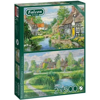 Image of Falcon de luxe Riverside Cottages 2-Pack Jigsaw Puzzles - 500 Pieces