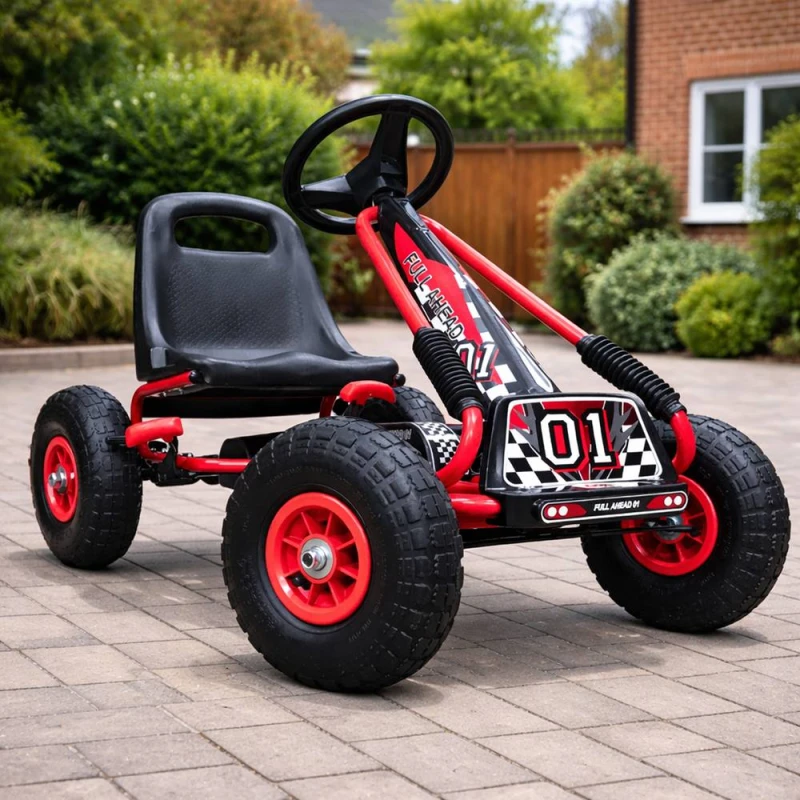 Image of Kiddo Racer Pedal Go-Kart with Adjustable Seat & Rubber Wheels in Red Size: 1 Pack Red Unisex 1 Pack